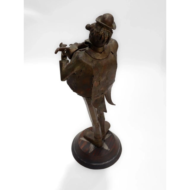 Brown Vintage Leo Jensen Bronze Guitar Player Figural Sculpture For Sale - Image 8 of 12