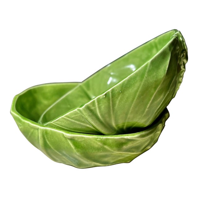 Barbara Eigen-Studio Pottery Cabbage Leaf Bowls-Signed-a Pair For Sale