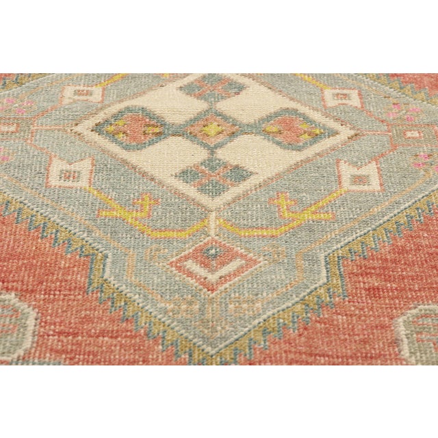 Late 20th Century Vintage Red Turkish Oushak Rug Runner - 03'05 X 09'07 For Sale - Image 5 of 8