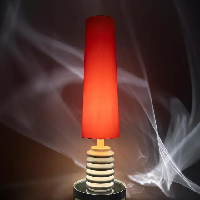 Mid-Century Modern Floor Lamp with Metal Slats and Orange Lampshade by Hans-Agne Jakobsson, Sweden, 1960s For Sale - Image 3 of 7