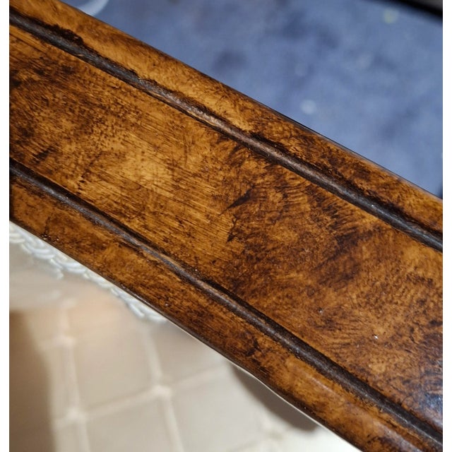 Late 20th Century William IV Style Burl Wood and Diamond Brocade Upholstered Armchair For Sale - Image 12 of 13