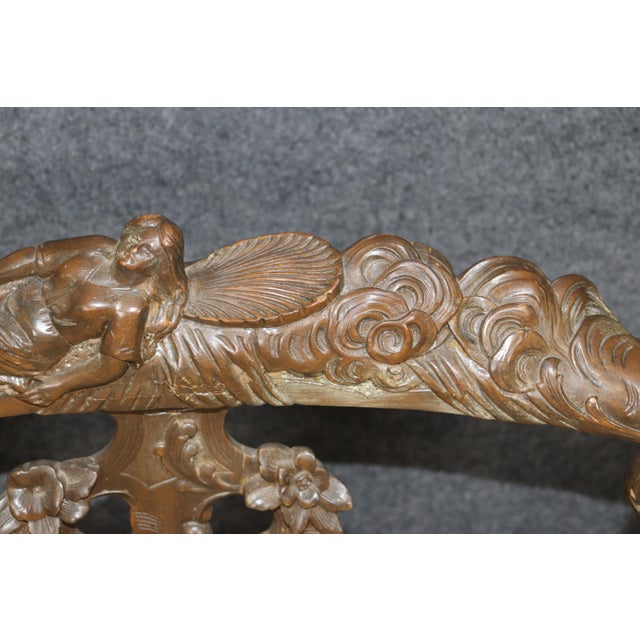 1910s Early 20th Century Antique Italian Carved Figural Chair Settee For Sale - Image 5 of 9