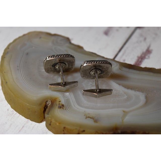 Vintage Sterling Silver Dendritic Agate Cufflinks, A Pair For Sale - Image 12 of 18