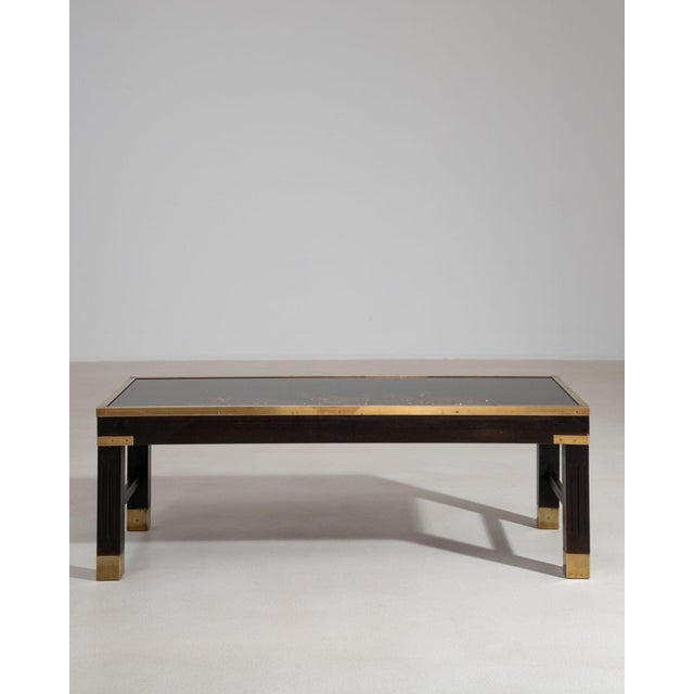 1960s Wood & Brass Coffee Table With Glass Covered Relief Of Galloping Horses For Sale In Greensboro - Image 6 of 8