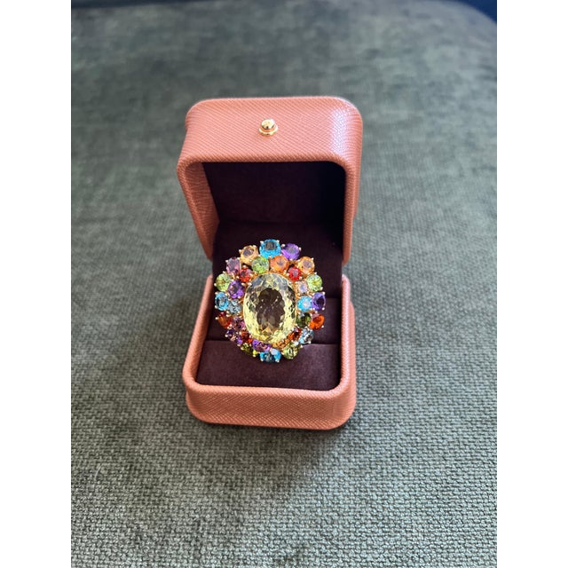 Bochic "Orient" Vintage Amethyst, Lemon Quartz & Citrine Ring Set In 18K Gold & Silver For Sale - Image 11 of 18