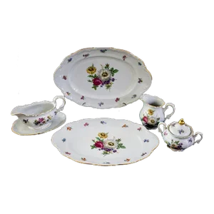 1960s Traditional Mitterteich China Meissen Floral Pattern - 5 Serving Pieces
