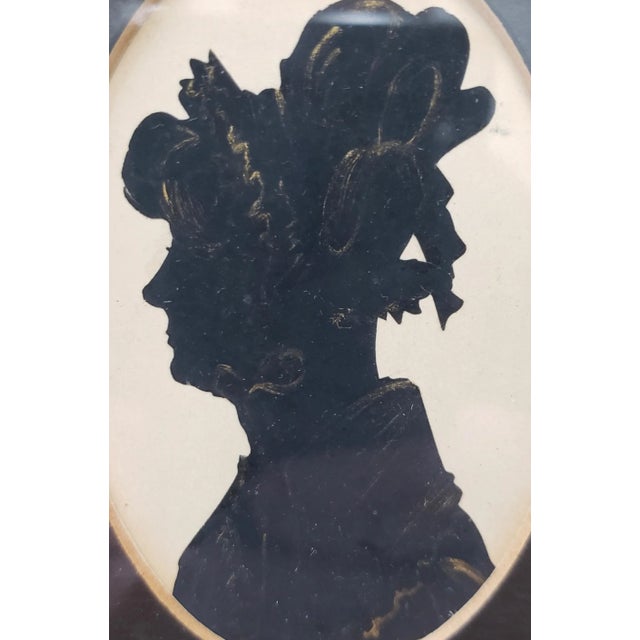 Antique "Sisters" Hand Cut & Embellished Silhouettes 19th Century - a Pair For Sale - Image 4 of 11