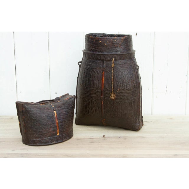 Antique Lacquered Karen Tribe Basket For Sale - Image 4 of 9