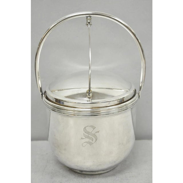 Vintage Art Deco Silver Plated Reticulating Hinge Bar Ice Bucket W/ "S" Monogram For Sale - Image 15 of 16