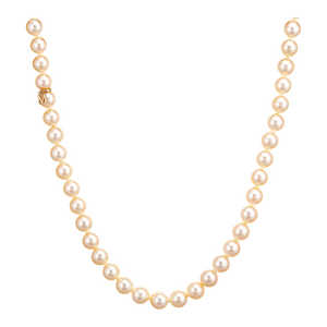 Mikimoto 8mm Golden Akoya Pearl Necklace 17" Strand Estate Fine Jewelry