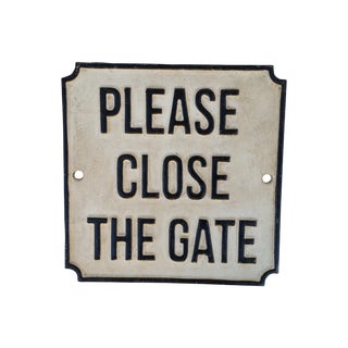 English Cast Iron 'Please Close the Gate' Sign For Sale