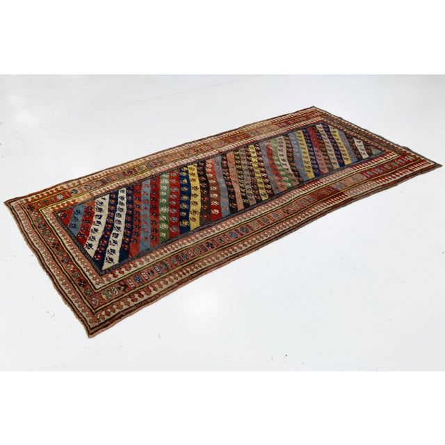 4 X 9 Antique Persian Afshar Wool Rug Handmade With Allover Multicolor Pattern For Sale - Image 4 of 9