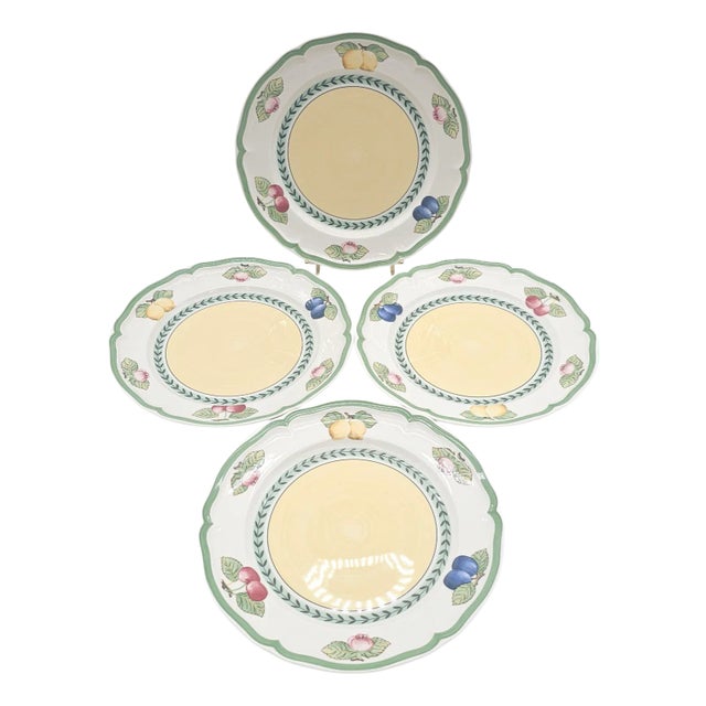 Vintage Villeroy & Boch Porcelain French Garden Fleurence Dinner Plates, Germany 10.5" For Sale
