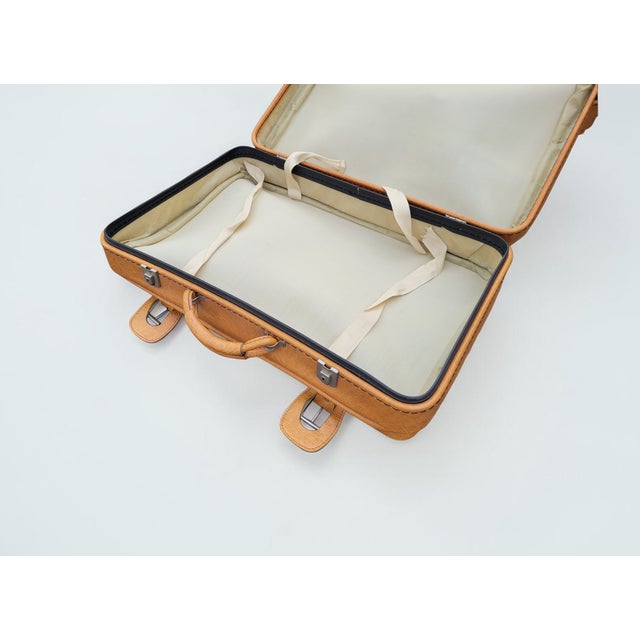 Tan Lamb Leather Suitcases, Italy, 1950s, Set of 2 For Sale - Image 6 of 18