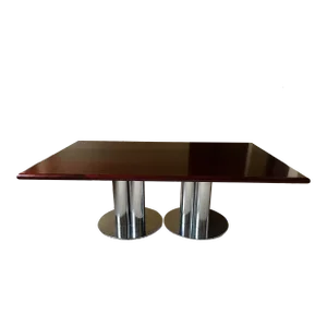 Double Pedestal Solid Mahogany Dining Table or Conference Table- Triple Column Chrome Bases