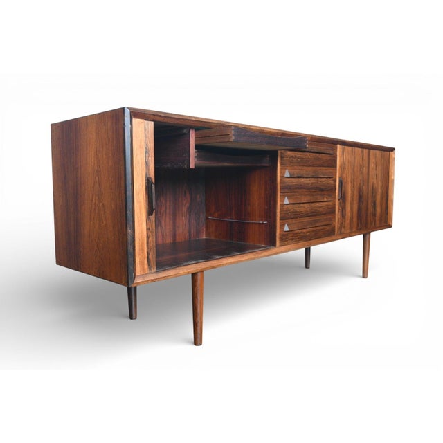 Wood Mid 20th Century Ib Kofod Larsen Brazilian Rosewood Credenza With Tambour Doors For Sale - Image 7 of 13