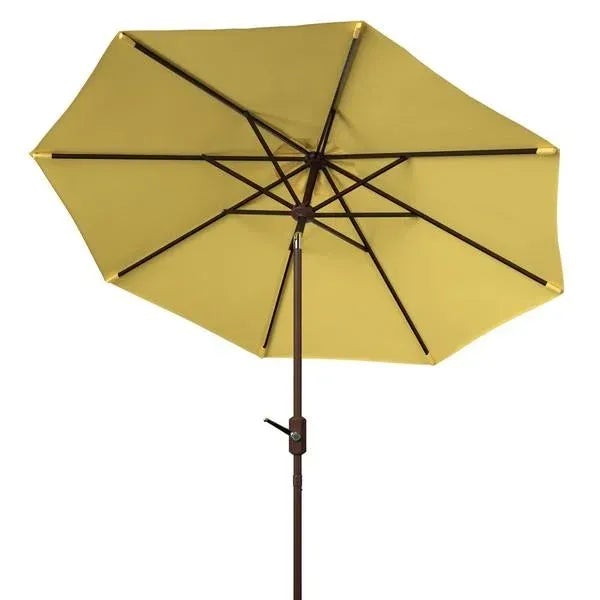 Contemporary Outdoor UV Resistant Ortega 9 ft Auto Tilt Crank Umbrella - Yellow For Sale - Image 3 of 5