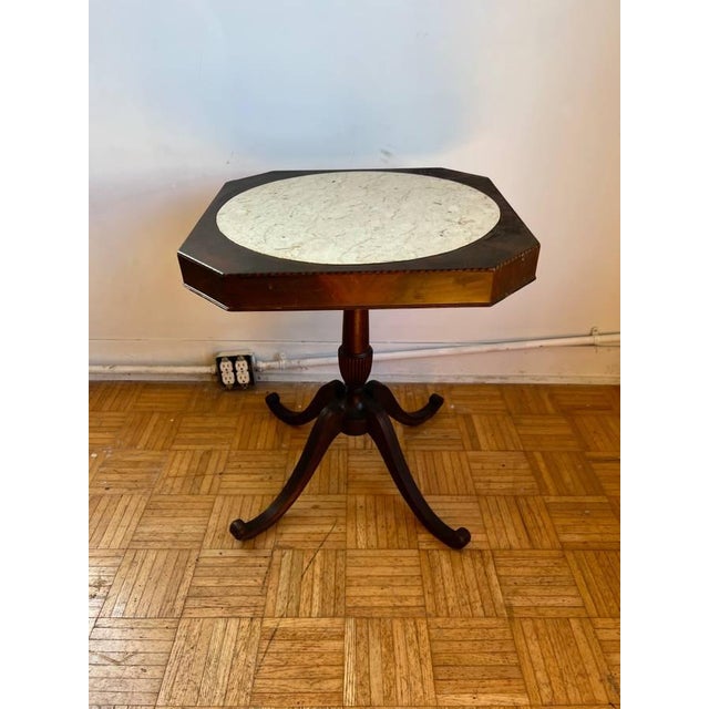 Antique Early 20th Century Regency Style Flame Mahogany Marble Top Side Tables For Sale - Image 11 of 11