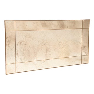 Window-Cut Mirror with Brass Frame and Antique Glass For Sale