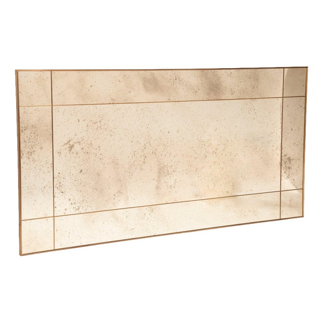 Window-Cut Mirror with Brass Frame and Antique Glass For Sale