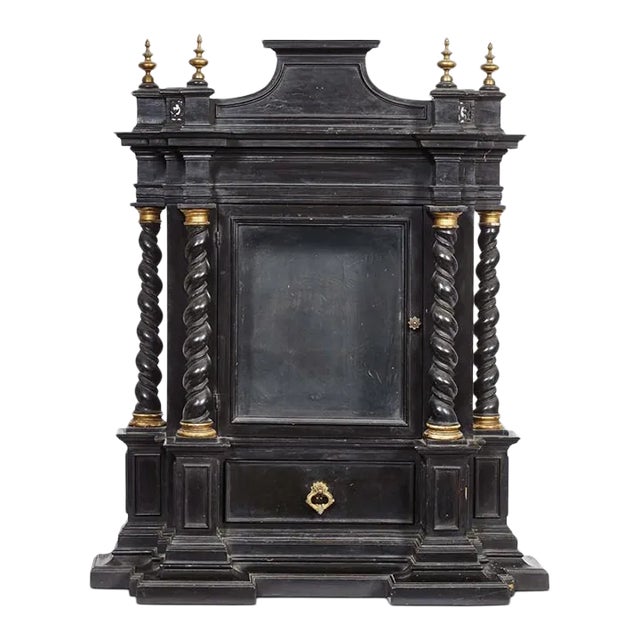 An Early 18th Century Florentine Ebonized Wood Aedicule Case For Sale