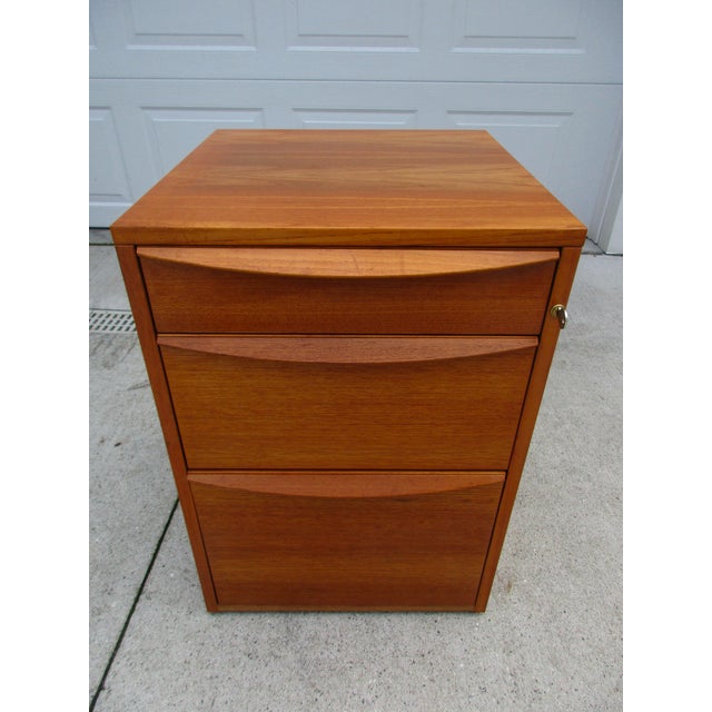 Teak Three Drawer Locking File Danish Modern Chairish