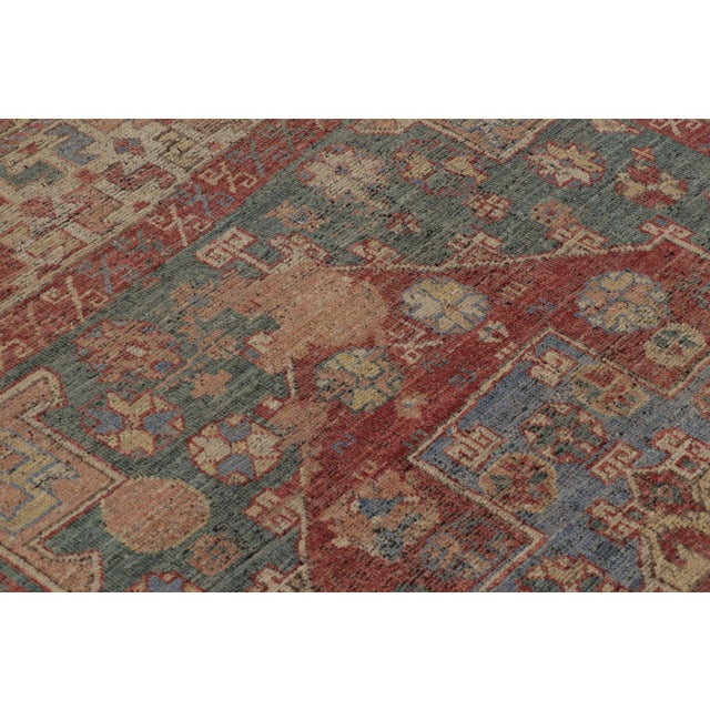 2010s Rug & Kilim’s Kazak-Inspired Rug in Red and Blue Tribal Pattern For Sale - Image 5 of 9