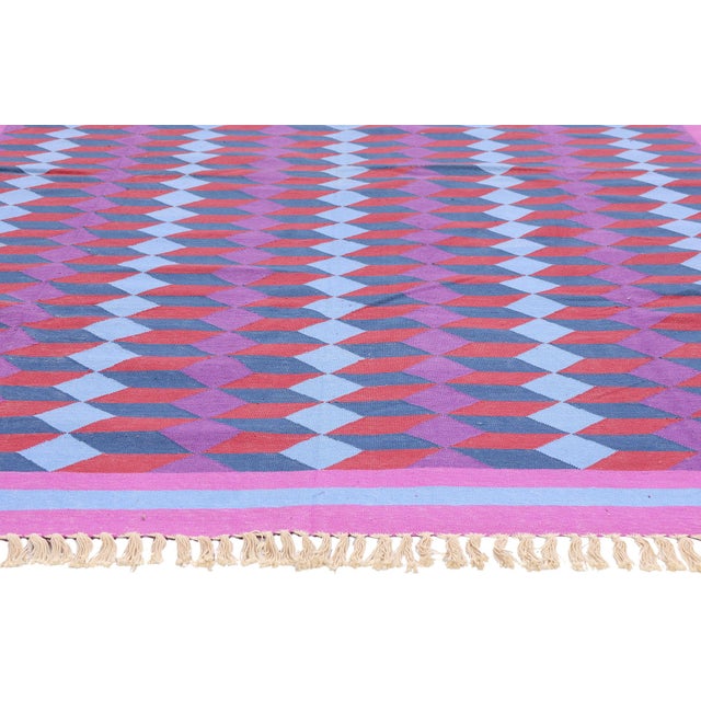 Vintage Indian Dhurrie Rug, 06'00 X 09'00 For Sale - Image 4 of 10