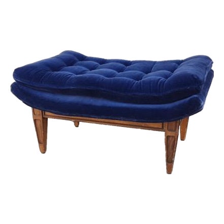 Vintage Mid Century Blue Tufted Ottoman for Castro Convertibles Arden Chair For Sale