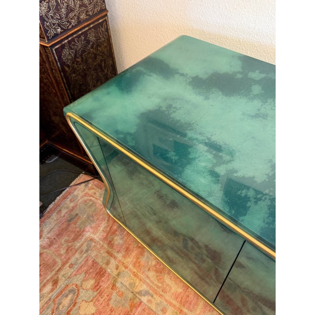 Wood Julian Chichester Deneuve Teal Cabinet For Sale - Image 7 of 11
