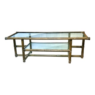 Vintage McGuire Two-Tier Glass Coffee Table, Attributed to Lyda Levi 1960's For Sale