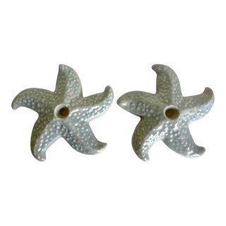 Pair of Mid 20th Century Gonder Pottery Starfish Candle Holders For Sale