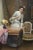 Oil on canvas representing "the woman to the letter" in an interior of the end of the 19th century, dimension without the...