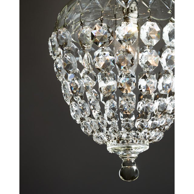 Transparent French Antique, Baccarat Crystal Pendant Chandelier, Circa 1920 For Sale - Image 8 of 9