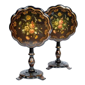 English Traditional Hand Painted Tilt Top Tables - a Pair