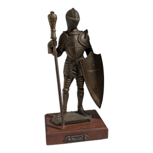 Mid 20th Century Vintage Bronze Mounted Statue of a Knight