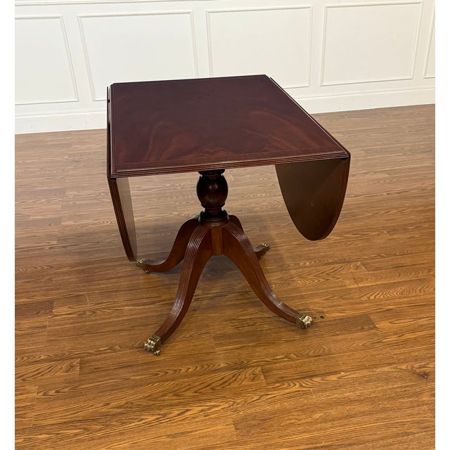 Traditional Mahogany Drop Leaf Breakfast/Dining/Game/Occasional Table by Leighton Hall - Showroom Sample For Sale - Image 12 of 16