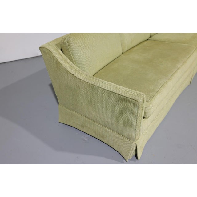 Vintage Oversized Mid-Century Green Upholstered Sofa | Circa 1970s For Sale - Image 9 of 17