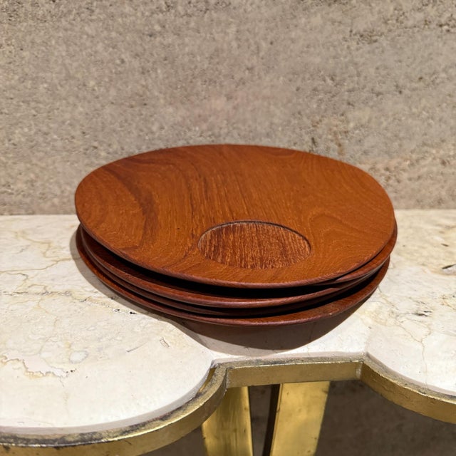 1960s Teakwood Snack Plates Lunning Inc Denmark- Set of 5 For Sale - Image 14 of 18