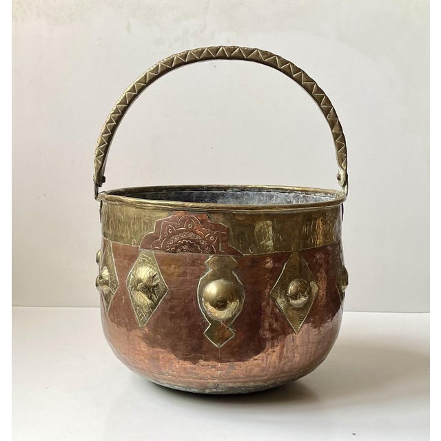 Large Vintage Moroccan Moorish Copper and Brass Planter, 1960s For Sale - Image 9 of 9