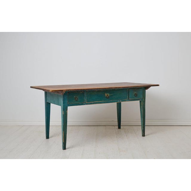 Large Antique Handcrafted Country Table with Drawers, Sweden, 1840 For Sale - Image 4 of 11