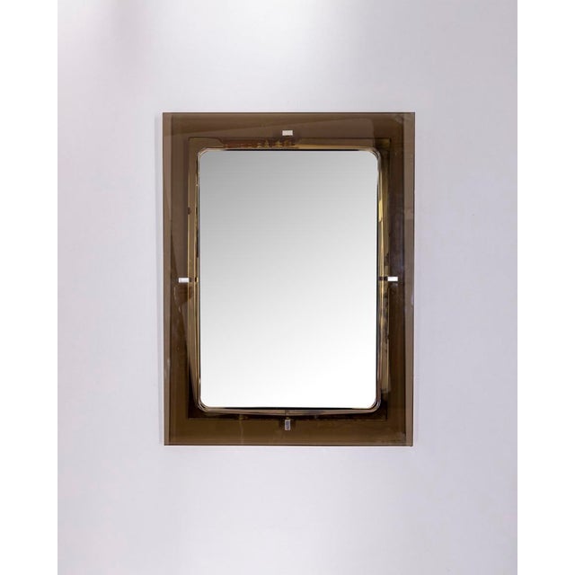 Vintage Italian Smoked Glass Wall Mirror, 1970s For Sale - Image 14 of 14