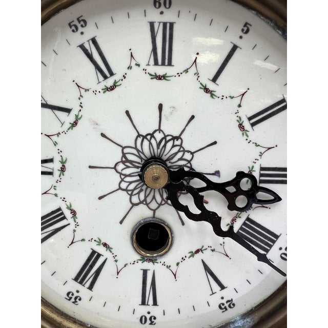 Stone French Rococo Revival Marble Mantle Clock, Late 19th Century For Sale - Image 7 of 12