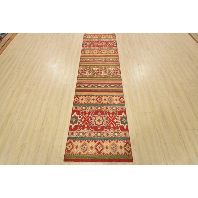 Farmhouse Khorjin Runner 2’8” X 9’4” Multicolor Wool Tribal Hand-Knotted Oriental Rug For Sale - Image 3 of 13
