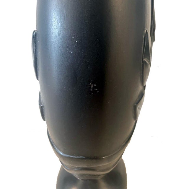 1970s Black Art Deco Style Tall Round Narrow Vase For Sale - Image 5 of 5