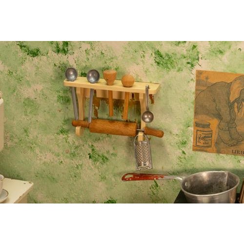 Wood Vintage German Miniature Dollhouse Kitchen Interior with Accessories, 1930s For Sale - Image 7 of 18
