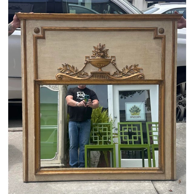 Antique 19th C Gustavian Style Swedish Empire Trumeau Mirror.