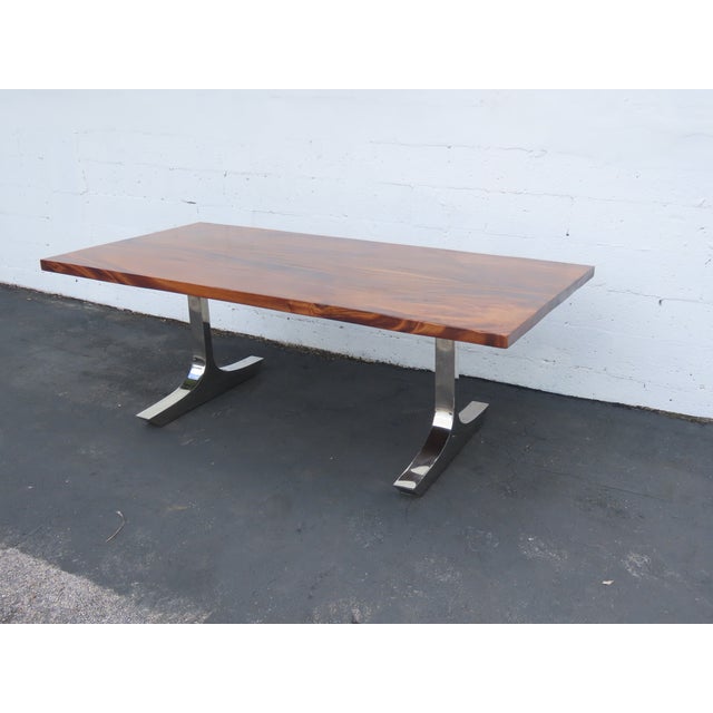 Solid Mahogany and Chrome Large Long Dining Table 6673 For Sale - Image 16 of 18