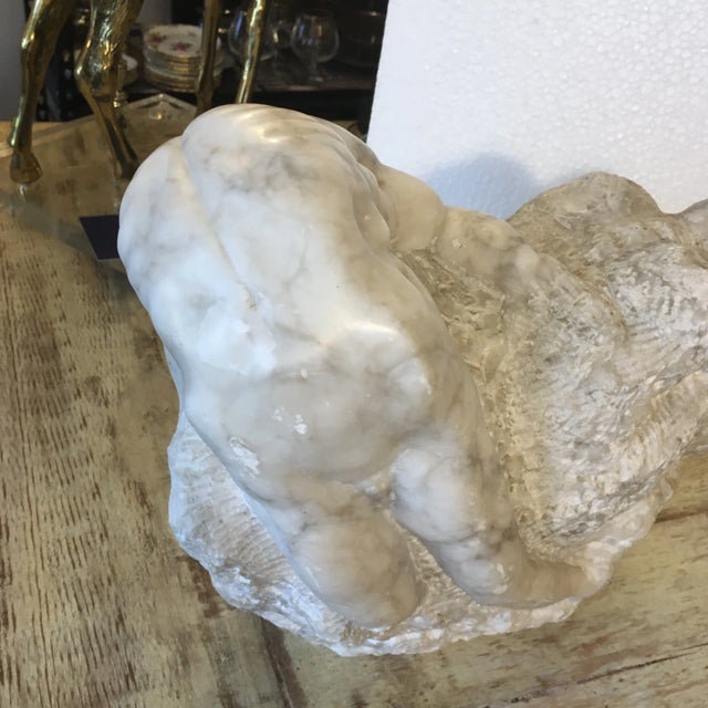 Abstract Carved Marble Recycling Male Figure Sculpture For Sale - Image 3 of 13