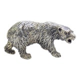 Vintage Italian Handmade Genuine Silver Large and Detailed Bear Figurine Sculpture Miniature For Sale